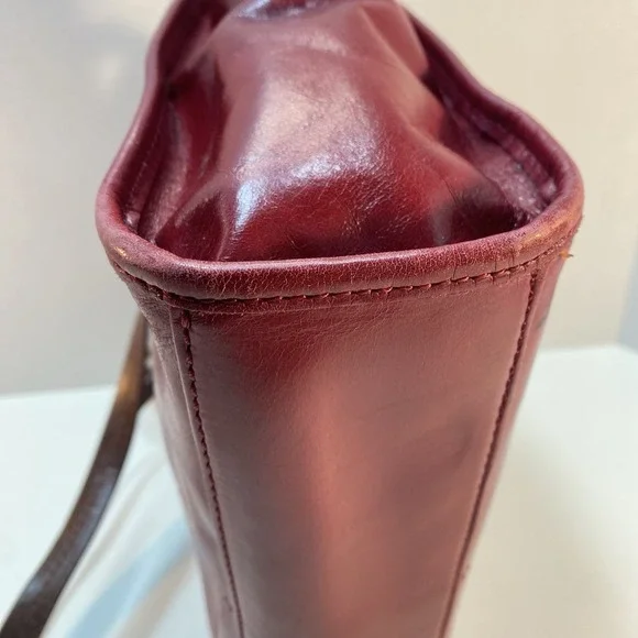 Hobo Red Leather Brown Straps Shoulder Bag Purse Tote Zip Closure - Picture 5 of 16